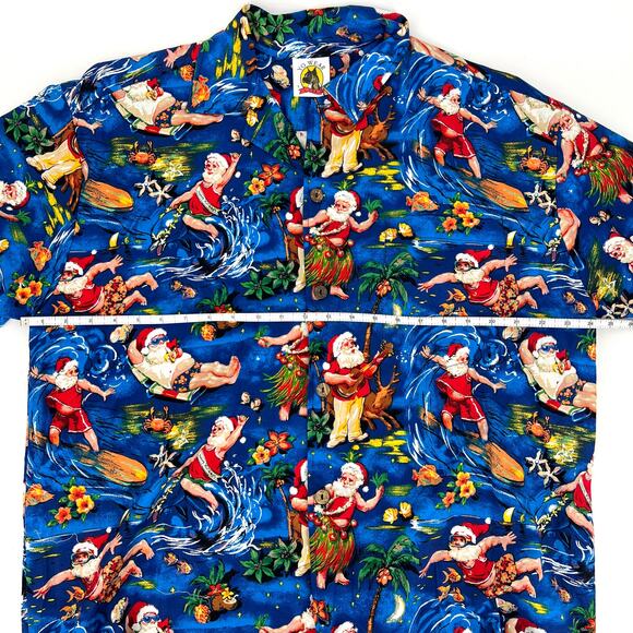 Vintage Mens Max Boxxer Yo Wear 100% Cotton Santa Claus Hawaiian Shirt Size L - Picture 4 of 11
